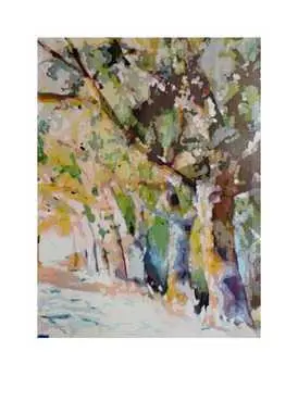 Holzschnitt von Joachim Feldmeier Winterlicher Waldrand