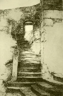 Radierung von Walter Herzog Burgtreppe